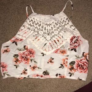 Floral/knit crop top